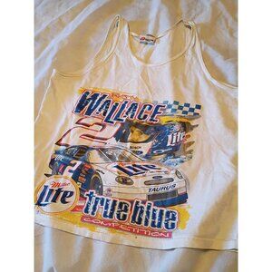 Nascar Shirt Men Size L Tank Top White Rusty Wallace Ford Vintage 90s